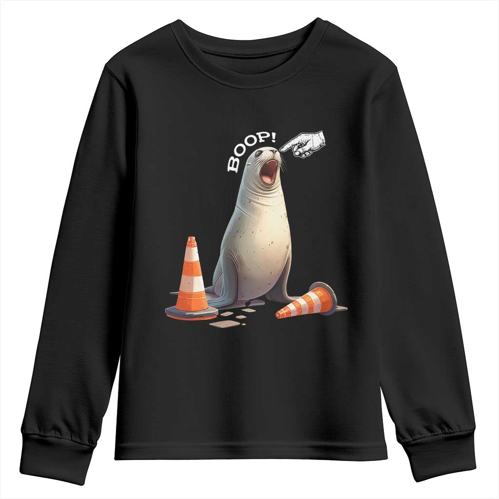 Funny Neil The Seal Boop Youth Sweatshirt Viral Cute Seal Lover Gift TS12 Black Print Your Wear