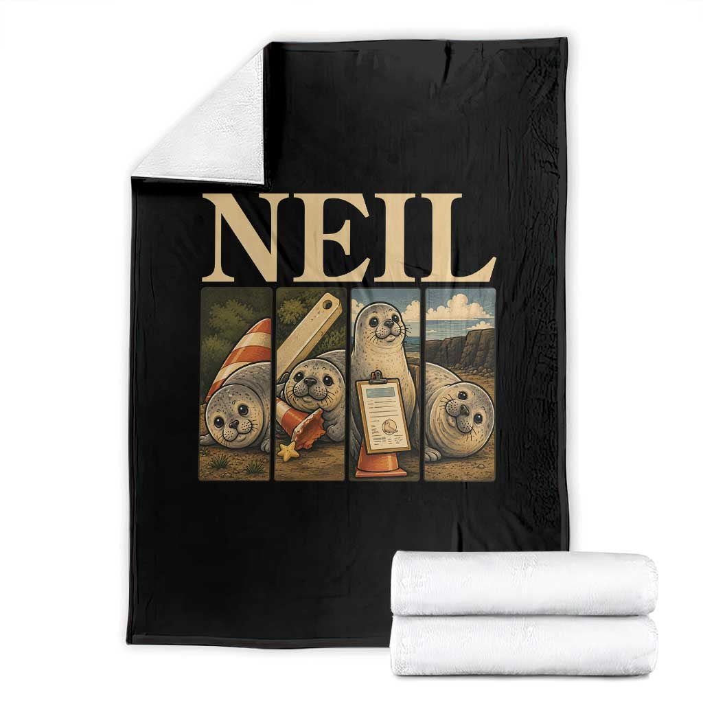 Funny Neil The Seal Throw Blanket Viral Ocean Animal Meme Graphic TS12 Black Print Your Wear