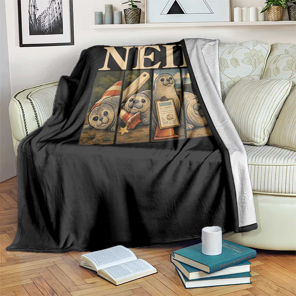 Funny Neil The Seal Throw Blanket Viral Ocean Animal Meme Graphic TS12 Print Your Wear