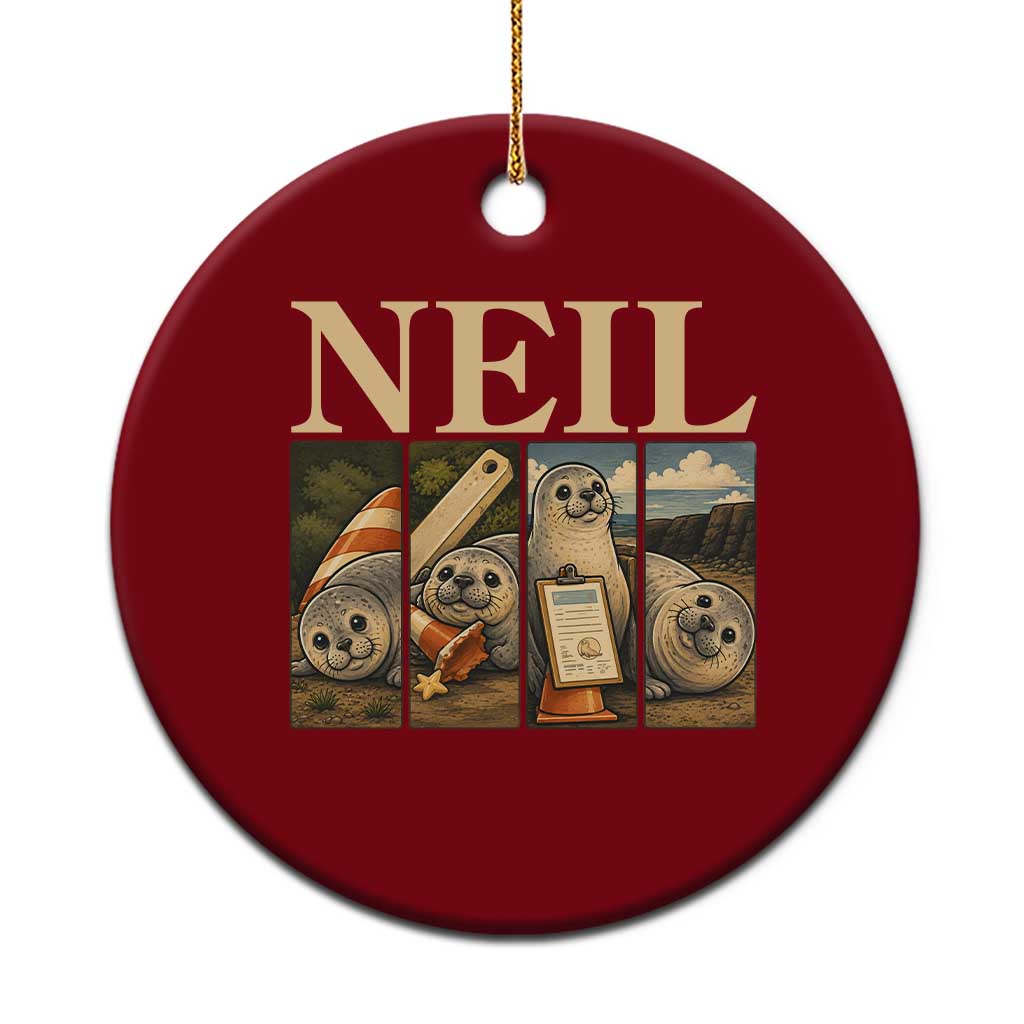 Funny Neil The Seal Ceramic Ornament Viral Ocean Animal Meme Graphic TS12 1pc Red Print Your Wear