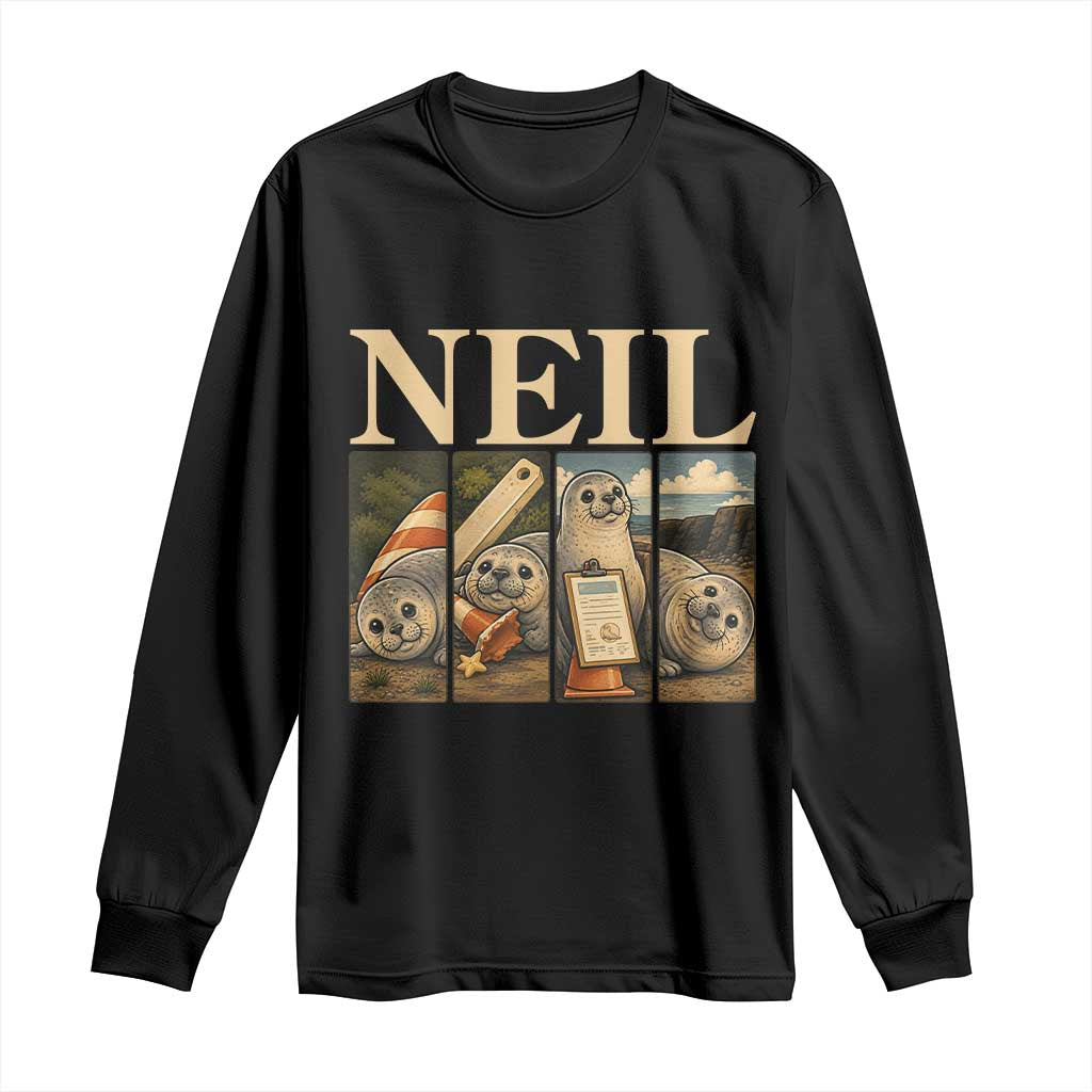 Funny Neil The Seal Long Sleeve Shirt Viral Ocean Animal Meme Graphic TS12 Black Print Your Wear