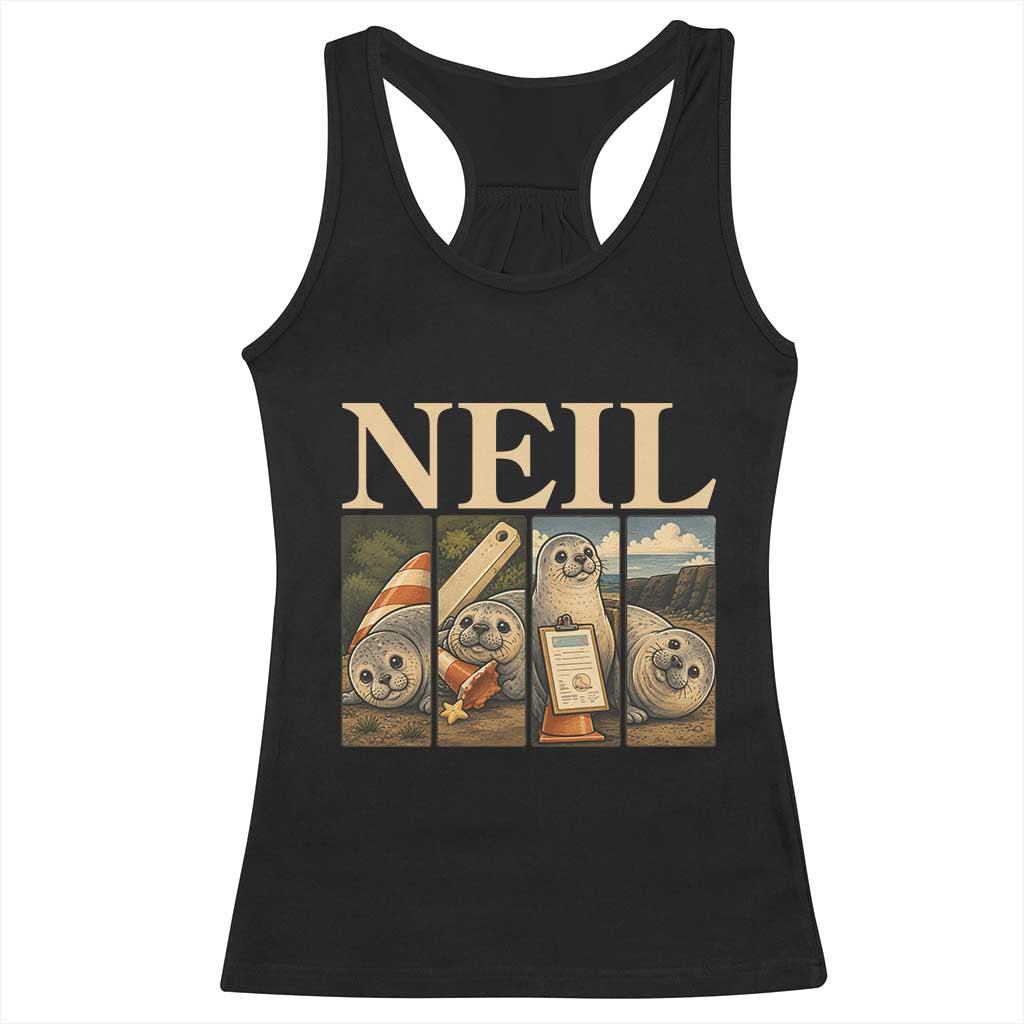 Funny Neil The Seal Racerback Tank Top Viral Ocean Animal Meme Graphic TS12 Black Print Your Wear