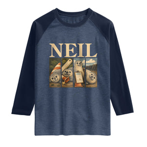 Funny Neil The Seal Raglan Shirt Viral Ocean Animal Meme Graphic TS12 Heather Denim Navy Print Your Wear