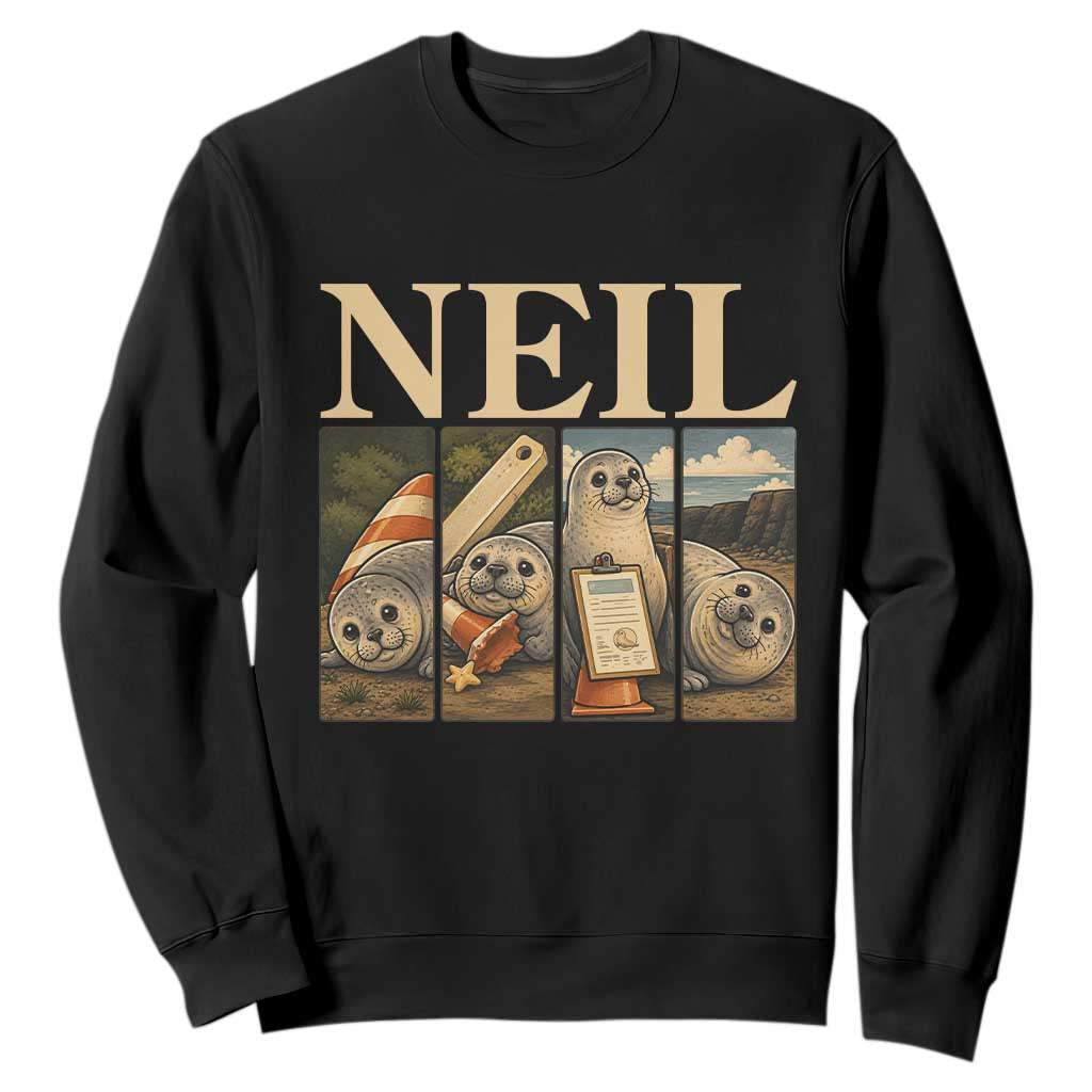 Funny Neil The Seal Sweatshirt Viral Ocean Animal Meme Graphic TS12 Black Print Your Wear