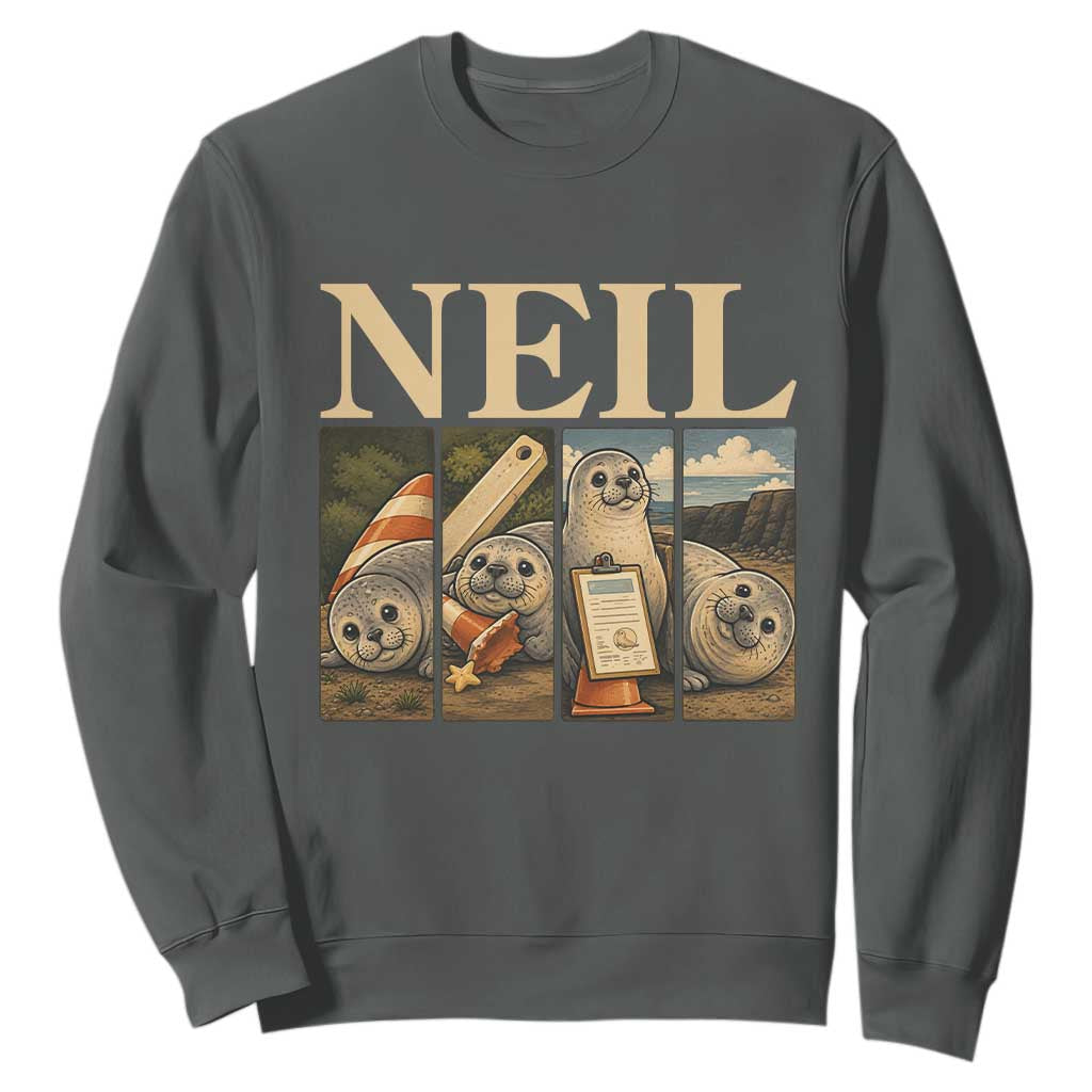 Funny Neil The Seal Sweatshirt Viral Ocean Animal Meme Graphic TS12 Dark Heather Print Your Wear