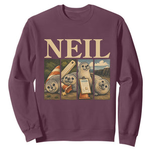 Funny Neil The Seal Sweatshirt Viral Ocean Animal Meme Graphic TS12 Maroon Print Your Wear