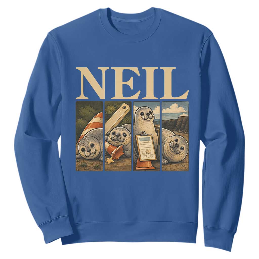 Funny Neil The Seal Sweatshirt Viral Ocean Animal Meme Graphic TS12 Royal Blue Print Your Wear