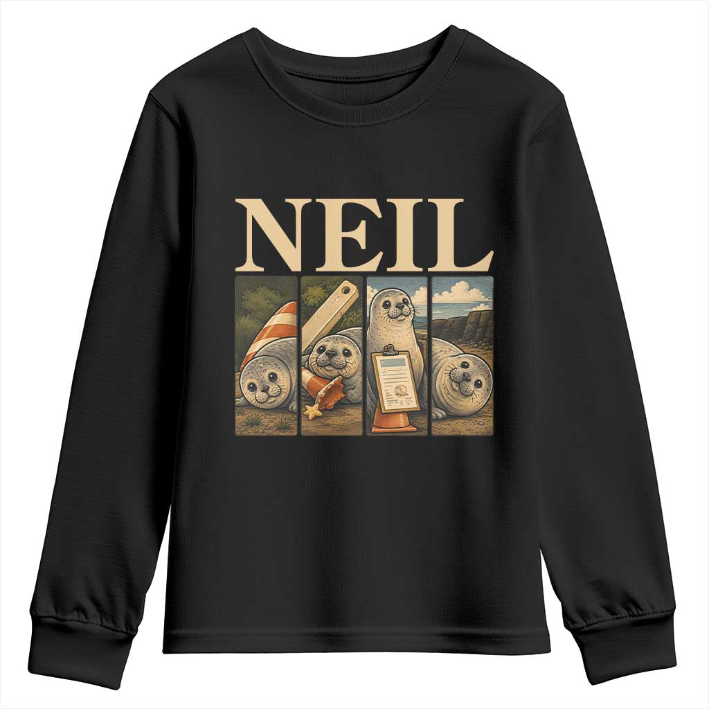 Funny Neil The Seal Youth Sweatshirt Viral Ocean Animal Meme Graphic TS12 Black Print Your Wear