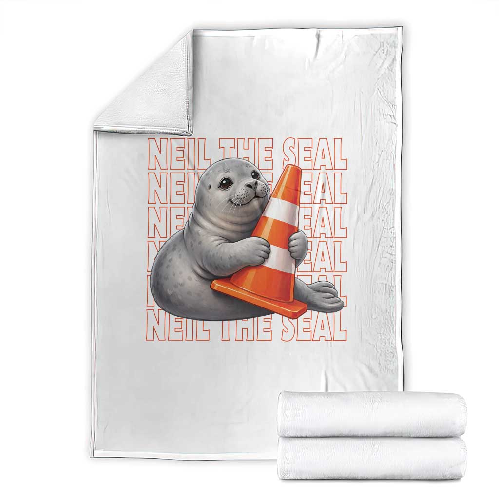 Neil The Seal Groovy Throw Blanket Retro Vintage Cute Seal Lover Graphic TS12 White Print Your Wear