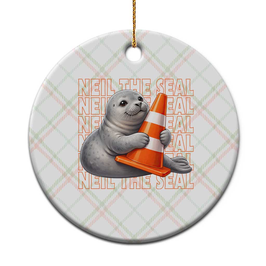 Neil The Seal Groovy Ceramic Ornament Retro Vintage Cute Seal Lover Graphic TS12 1pc Christmas Plaid Print Your Wear