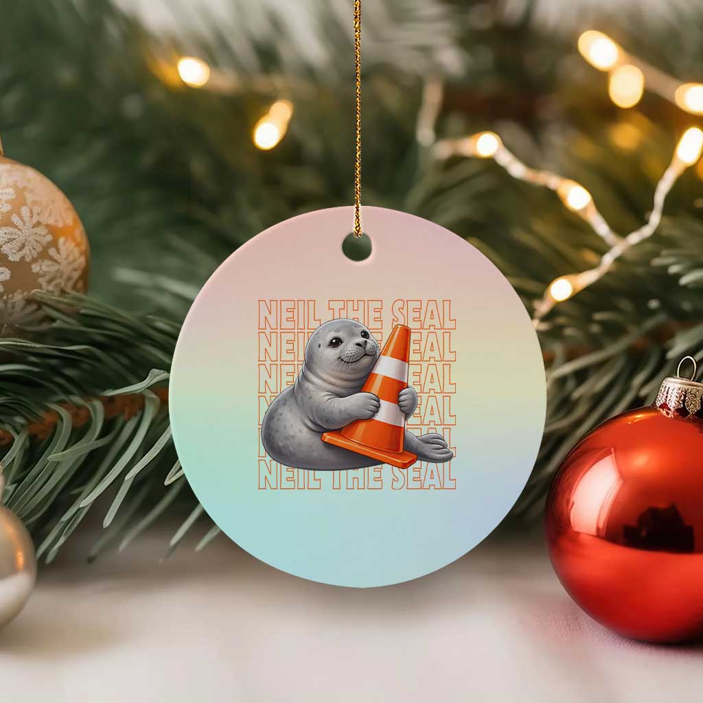 Neil The Seal Groovy Ceramic Ornament Retro Vintage Cute Seal Lover Graphic TS12 1pc Pastel Print Your Wear