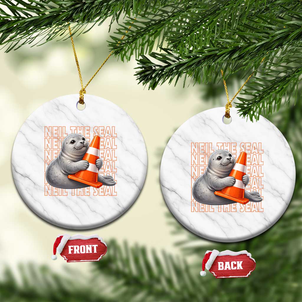 Neil The Seal Groovy Ceramic Ornament Retro Vintage Cute Seal Lover Graphic TS12 1pc White Marble Print Your Wear