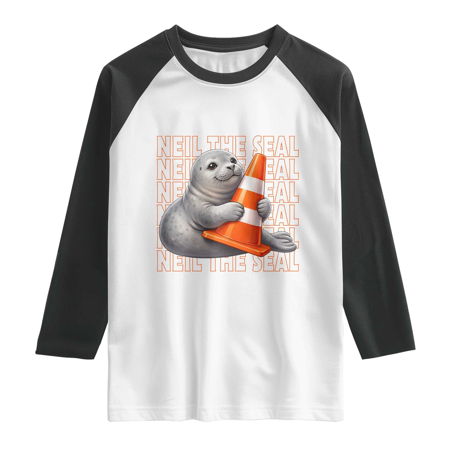 Neil The Seal Groovy Raglan Shirt Retro Vintage Cute Seal Lover Graphic TS12 White Black Print Your Wear