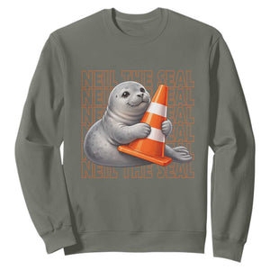 Neil The Seal Groovy Sweatshirt Retro Vintage Cute Seal Lover Graphic TS12 Military Green Print Your Wear