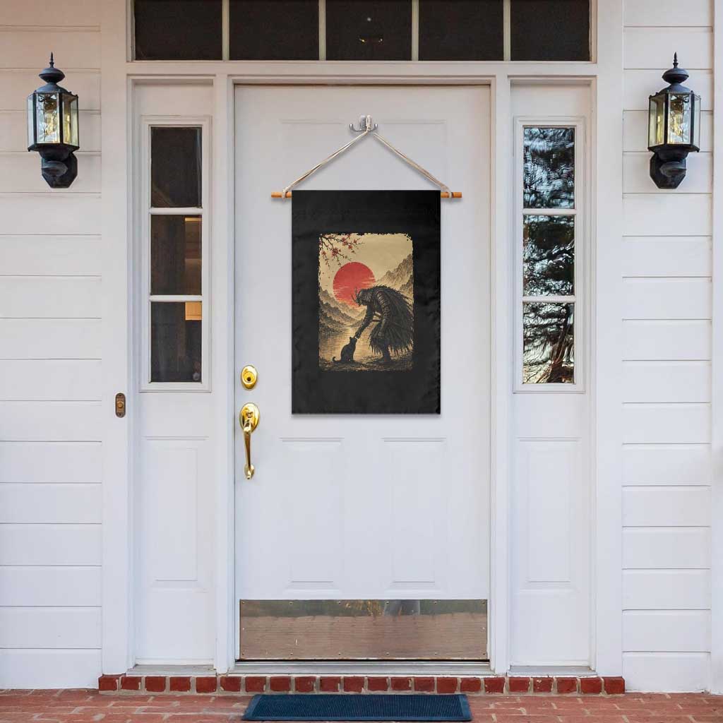 Vintage Japanese Art Samurai Warrior Black Cat Garden Flag Ukiyoe Style Boop Meme TS12 Print Your Wear