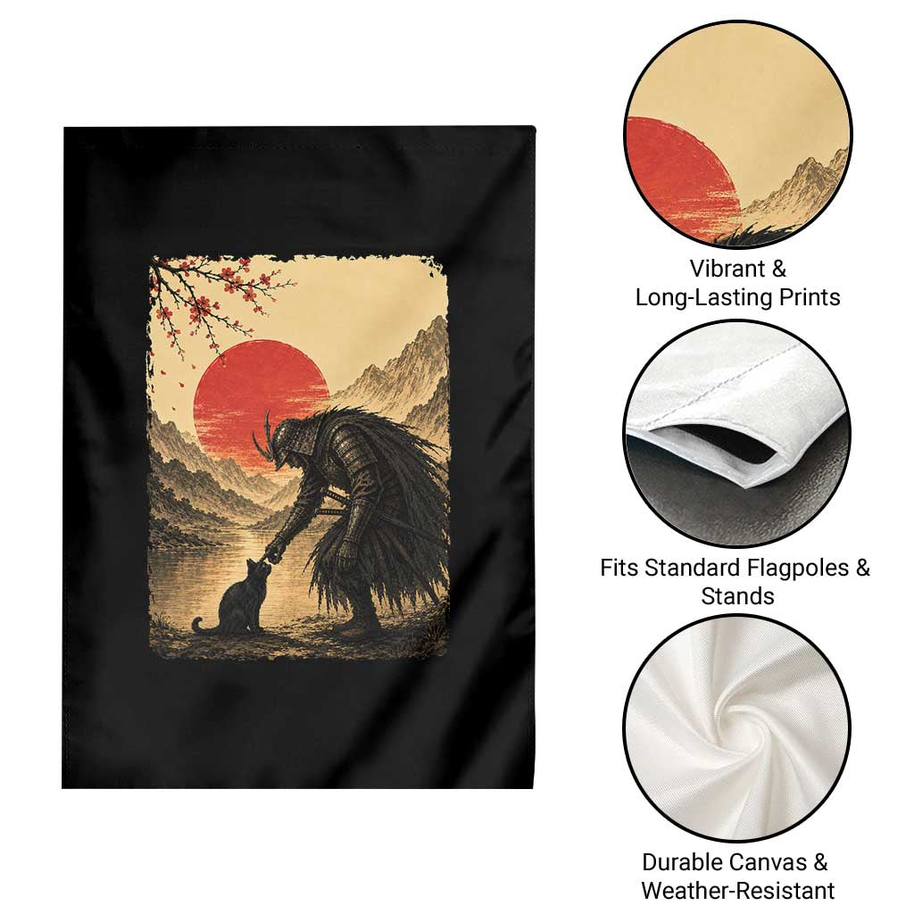 Vintage Japanese Art Samurai Warrior Black Cat Garden Flag Ukiyoe Style Boop Meme TS12 Print Your Wear