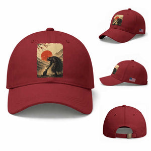 Vintage Japanese Art Samurai Warrior Black Cat Baseball Cap Ukiyoe Style Boop Meme TS12 Baseball Cap Universal Fit Cherry Red Print Your Wear