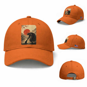 Vintage Japanese Art Samurai Warrior Black Cat Baseball Cap Ukiyoe Style Boop Meme TS12 Baseball Cap Universal Fit Orange Print Your Wear