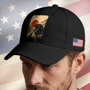 Vintage Japanese Art Samurai Warrior Black Cat Baseball Cap Ukiyoe Style Boop Meme TS12 Print Your Wear