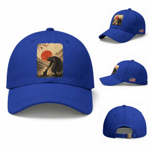 Vintage Japanese Art Samurai Warrior Black Cat Baseball Cap Ukiyoe Style Boop Meme TS12 Baseball Cap Universal Fit Royal Blue Print Your Wear