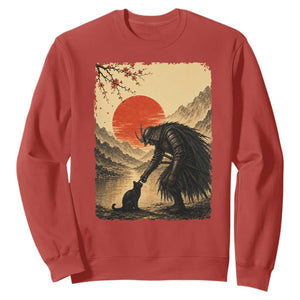 Vintage Japanese Art Samurai Warrior Black Cat Sweatshirt Ukiyoe Style Boop Meme TS12 Red Print Your Wear