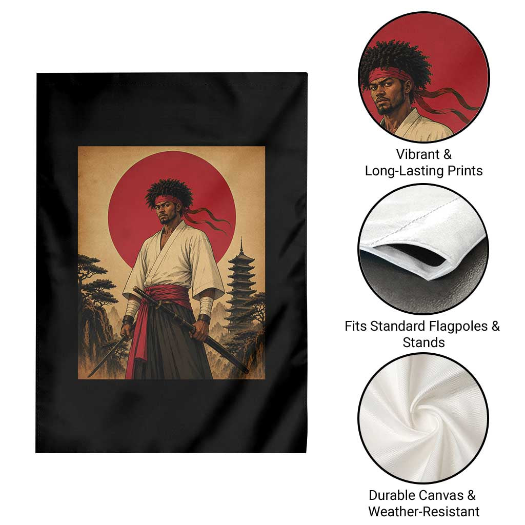 Afro American Samurai Bushido Warrior Garden Flag Vintage Japanese Ukiyoe Graphic TS12 Print Your Wear