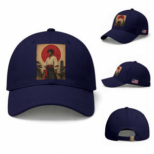Afro American Samurai Bushido Warrior Baseball Cap Vintage Japanese Ukiyoe Graphic TS12 Baseball Cap Universal Fit Dark Blue Print Your Wear
