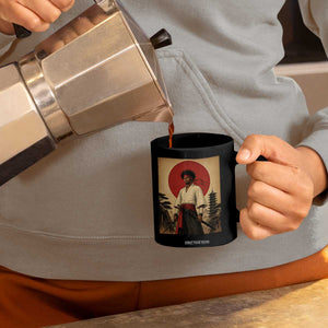 Afro American Samurai Bushido Warrior Coffee Mug Vintage Japanese Ukiyoe Graphic TS12 Print Your Wear