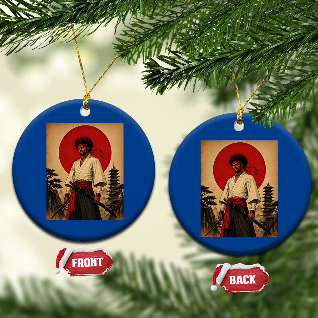 Afro American Samurai Bushido Warrior Ceramic Ornament Vintage Japanese Ukiyoe Graphic TS12 1pc Blue Print Your Wear