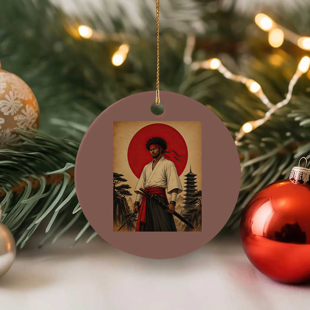 Afro American Samurai Bushido Warrior Ceramic Ornament Vintage Japanese Ukiyoe Graphic TS12 1pc Mocha Print Your Wear