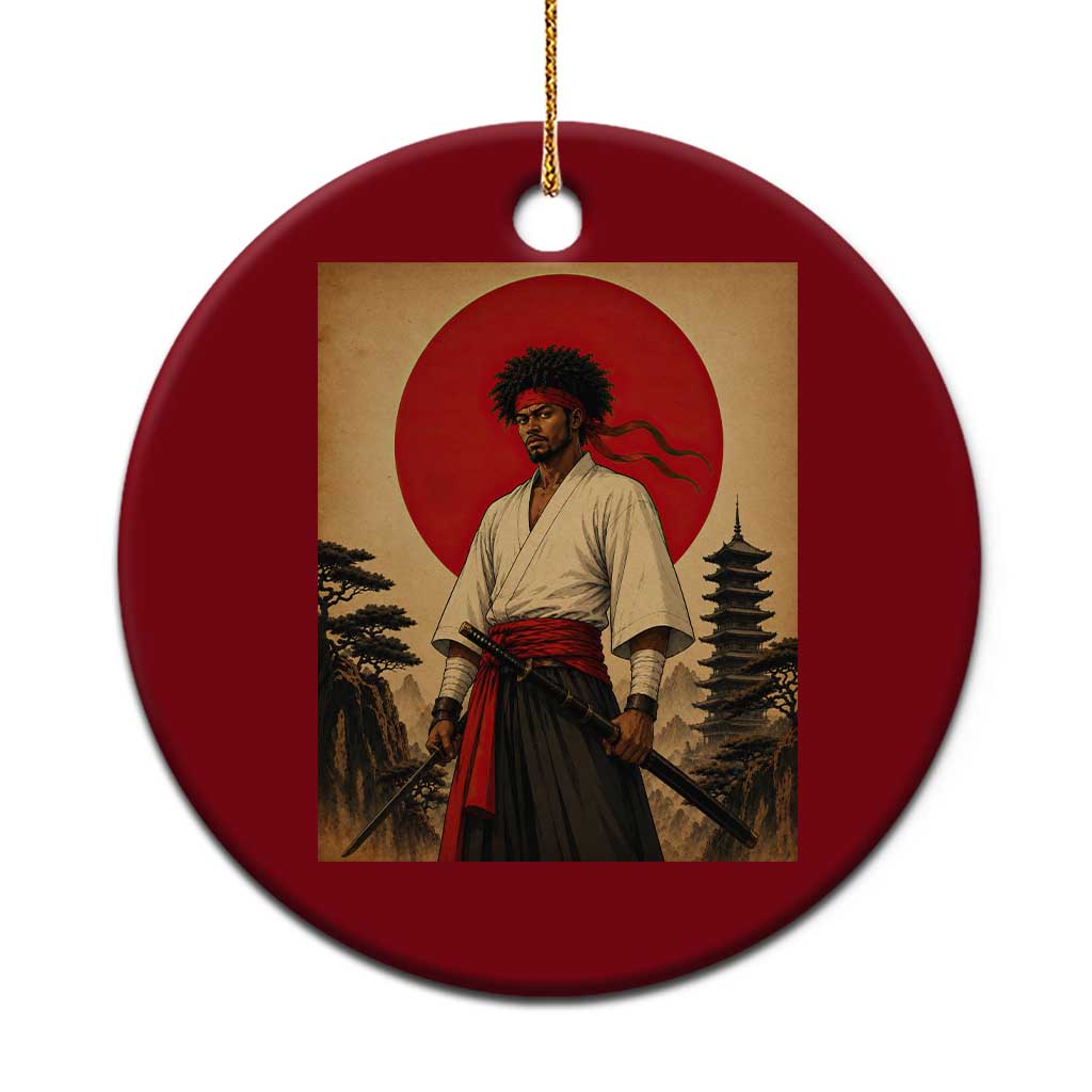 Afro American Samurai Bushido Warrior Ceramic Ornament Vintage Japanese Ukiyoe Graphic TS12 1pc Red Print Your Wear