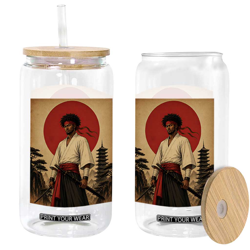 Afro American Samurai Bushido Warrior Glass Can Vintage Japanese Ukiyoe Graphic TS12 Print Your Wear