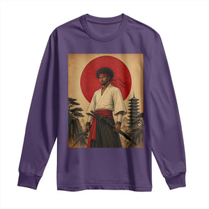 Afro American Samurai Bushido Warrior Long Sleeve Shirt Vintage Japanese Ukiyoe Graphic TS12 Purple Print Your Wear