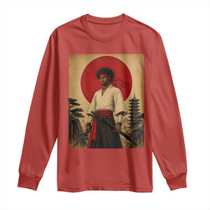 Afro American Samurai Bushido Warrior Long Sleeve Shirt Vintage Japanese Ukiyoe Graphic TS12 Red Print Your Wear