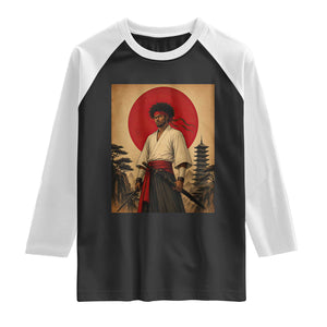 Afro American Samurai Bushido Warrior Raglan Shirt Vintage Japanese Ukiyoe Graphic TS12 Black White Print Your Wear