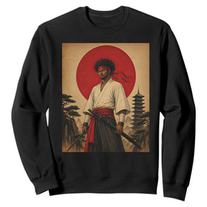 Afro American Samurai Bushido Warrior Sweatshirt Vintage Japanese Ukiyoe Graphic TS12 Black Print Your Wear