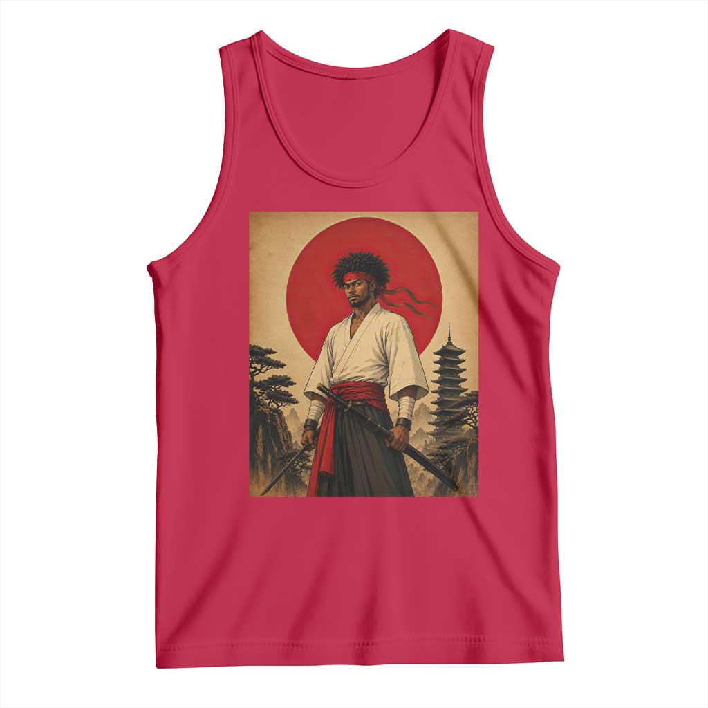 Afro American Samurai Bushido Warrior Tank Top Vintage Japanese Ukiyoe Graphic TS12 Red Print Your Wear