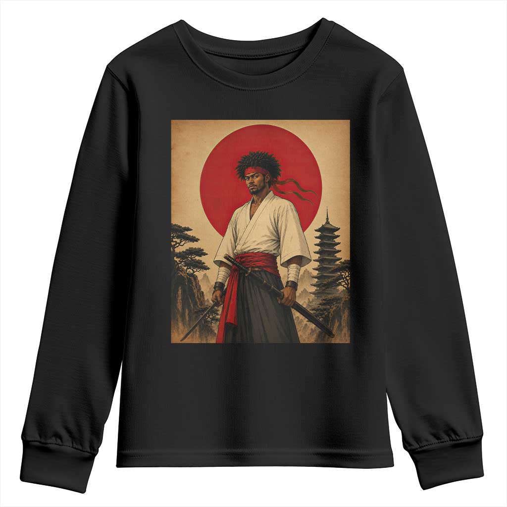 Afro American Samurai Bushido Warrior Youth Sweatshirt Vintage Japanese Ukiyoe Graphic TS12 Black Print Your Wear
