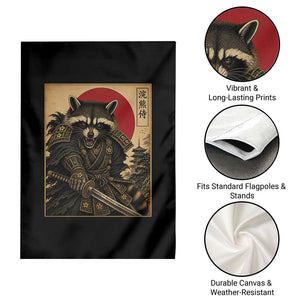 Funny Samurai Raccoon Garden Flag Vintage Japanese Ukiyoe Warrior Graphic TS12 Print Your Wear
