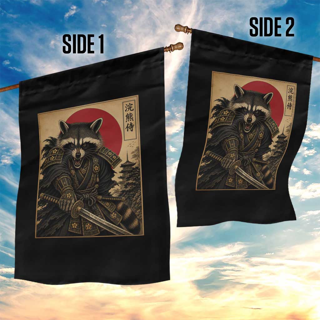 Funny Samurai Raccoon Garden Flag Vintage Japanese Ukiyoe Warrior Graphic TS12 Print Your Wear