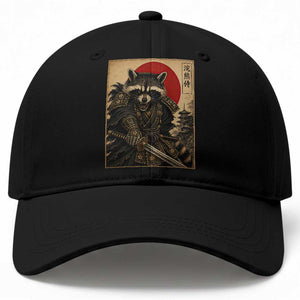 Funny Samurai Raccoon Baseball Cap Vintage Japanese Ukiyoe Warrior Graphic TS12 Print Your Wear
