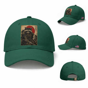 Funny Samurai Raccoon Baseball Cap Vintage Japanese Ukiyoe Warrior Graphic TS12 Baseball Cap Universal Fit Irish Green Print Your Wear