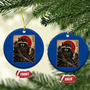 Funny Samurai Raccoon Ceramic Ornament Vintage Japanese Ukiyoe Warrior Graphic TS12 1pc Blue Print Your Wear