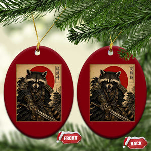 Funny Samurai Raccoon Ceramic Ornament Vintage Japanese Ukiyoe Warrior Graphic TS12 Print Your Wear