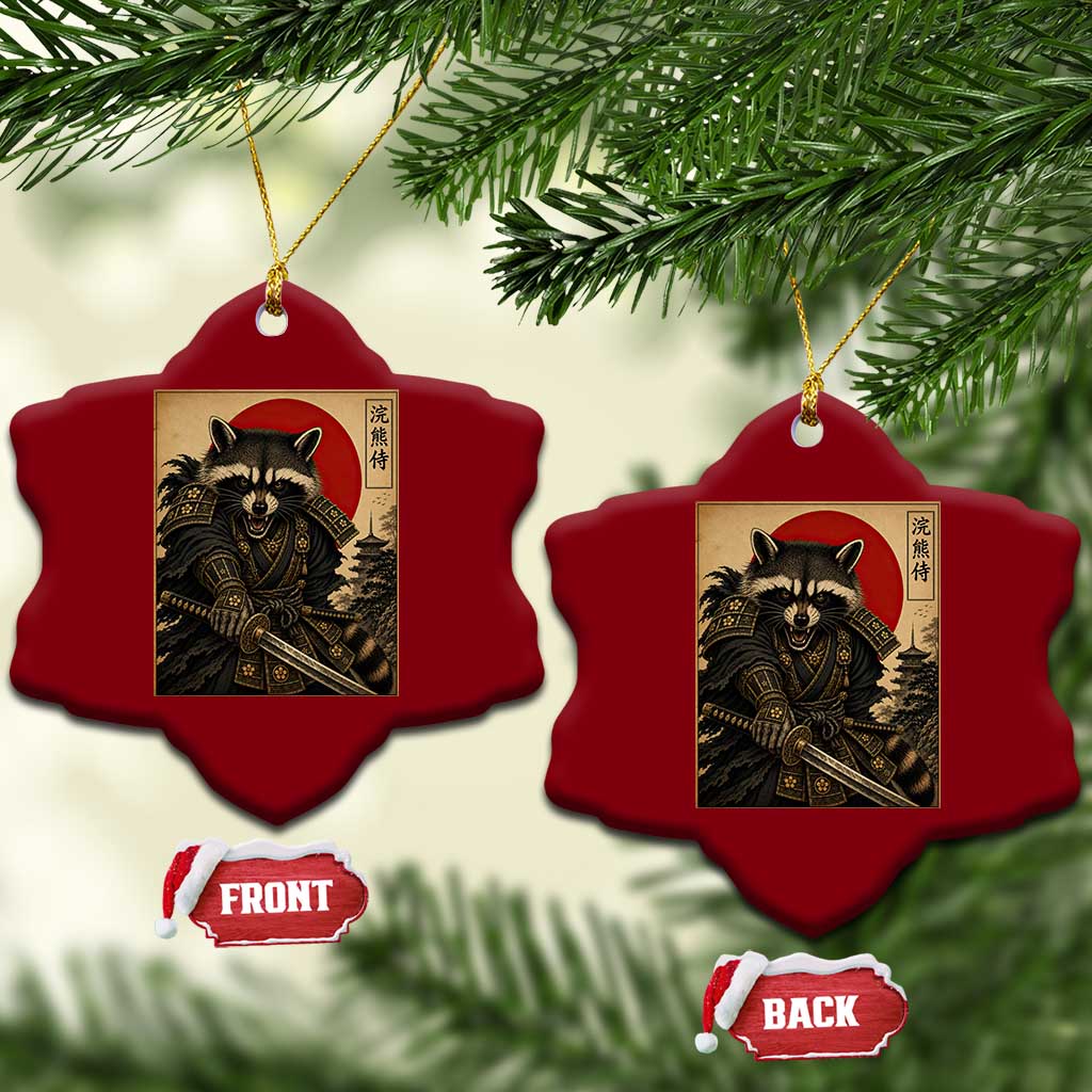 Funny Samurai Raccoon Ceramic Ornament Vintage Japanese Ukiyoe Warrior Graphic TS12 Print Your Wear