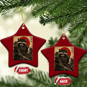 Funny Samurai Raccoon Ceramic Ornament Vintage Japanese Ukiyoe Warrior Graphic TS12 Print Your Wear