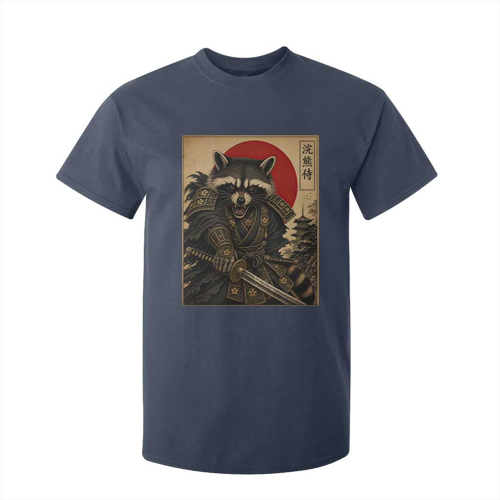 Funny Samurai Raccoon T Shirt For Kid Vintage Japanese Ukiyoe Warrior Graphic TS12 Navy Print Your Wear