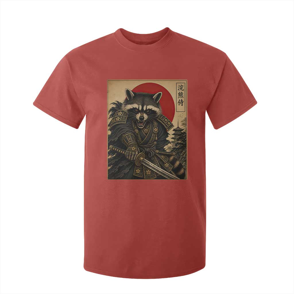 Funny Samurai Raccoon T Shirt For Kid Vintage Japanese Ukiyoe Warrior Graphic TS12 Red Print Your Wear