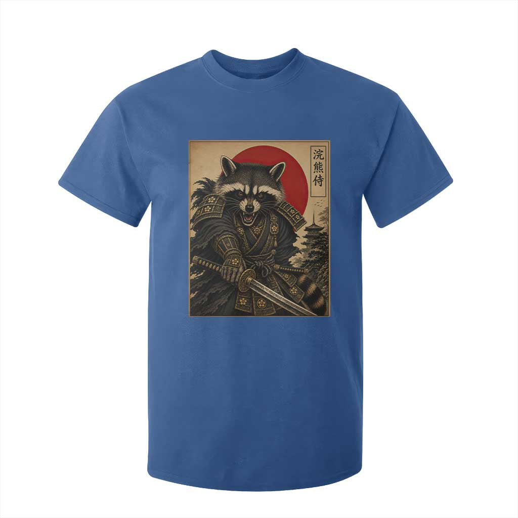 Funny Samurai Raccoon T Shirt For Kid Vintage Japanese Ukiyoe Warrior Graphic TS12 Royal Blue Print Your Wear