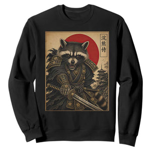 Funny Samurai Raccoon Sweatshirt Vintage Japanese Ukiyoe Warrior Graphic TS12 Black Print Your Wear
